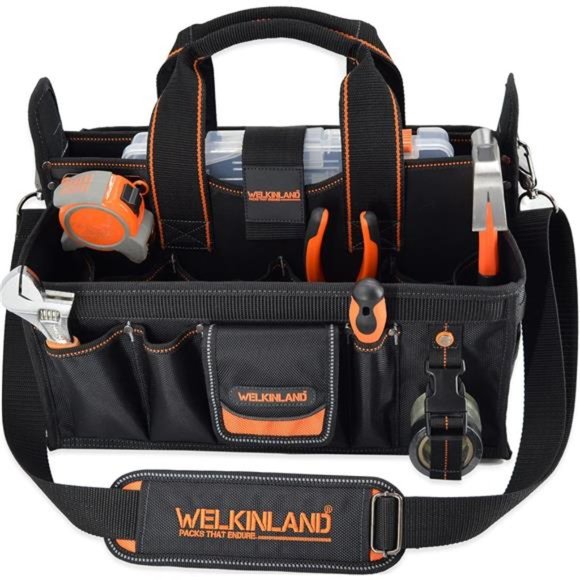 19-POCKETS Tool tote, Tool bag organizer, Electrician tool bag, HVAC Tool Bag - Picture 1 of 6